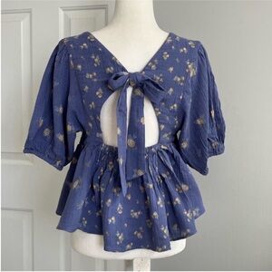 Free People Blouse Indigo Combo Size S